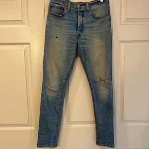 Levi’s 501 distressed skinny jeans medium wash size 27Wx30L